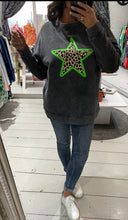 Load image into Gallery viewer, Oversized Sweatshirt with Neon Star infilled with a Leopard Print
