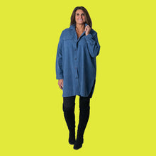 Load image into Gallery viewer, Oversized Needlecord Shirt in Denim Blue
