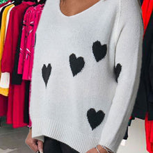 Load image into Gallery viewer, V Necked jumper with Hearts
